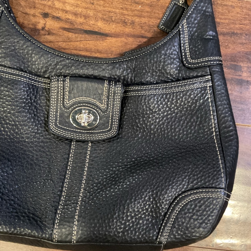 Vintage Coach Black HAMILTON Pebbled Leather Shoulder bag - Picture 3 of 10